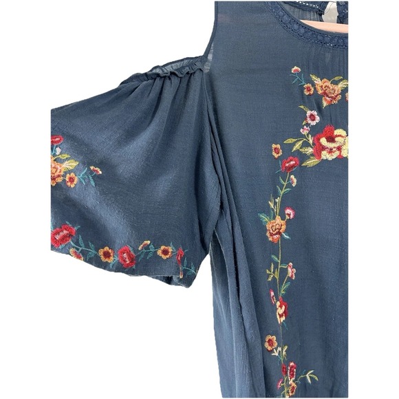 Umgee Women's Floral Embroidered Tunic Size XL Off-shoulders Boho Peasant Hippie - Picture 2 of 8